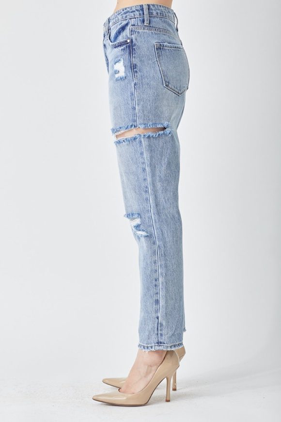 RISEN Distressed Slim Cropped Jeans - Image 3