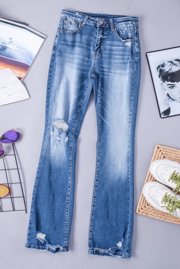 Angelina Distressed Flare Jeans - Image 4