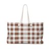 Weekender Tote Bag - Brown and White Plaid