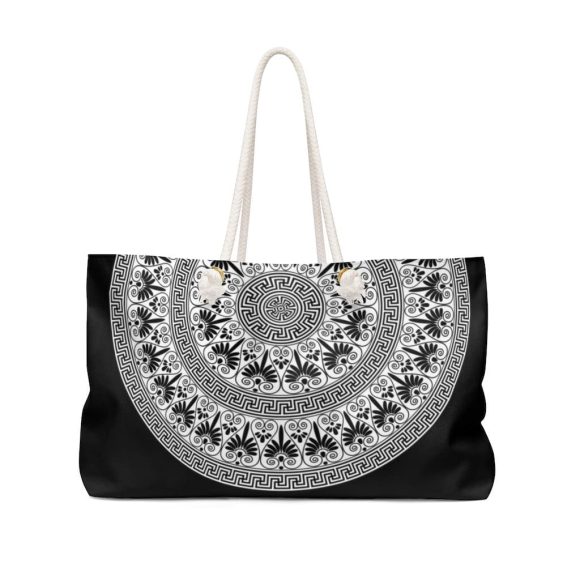 Weekender Tote Bag - Black and White Bohemian - Image 2