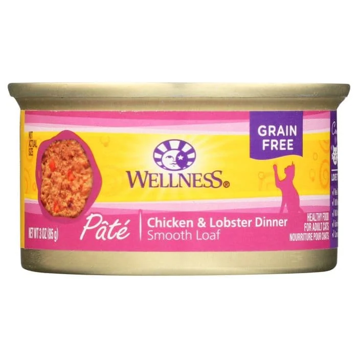 WELLNESS: Adult Chicken and Lobster Canned Cat Food, 3 oz