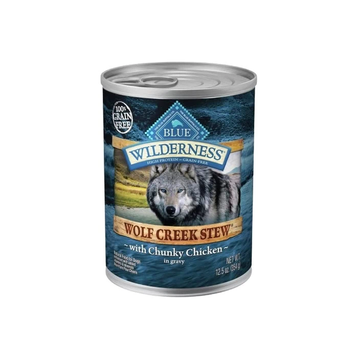 BLUE BUFFALO: Wolf Creek Stew Chunky Chicken Stew Dog Food, 12.5 oz