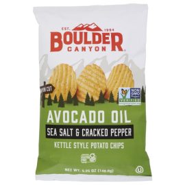 BOULDER CANYON: Olive Oil Sea Salt and Cracked Pepper Kettle Style Potato Chips, 5.25 oz
