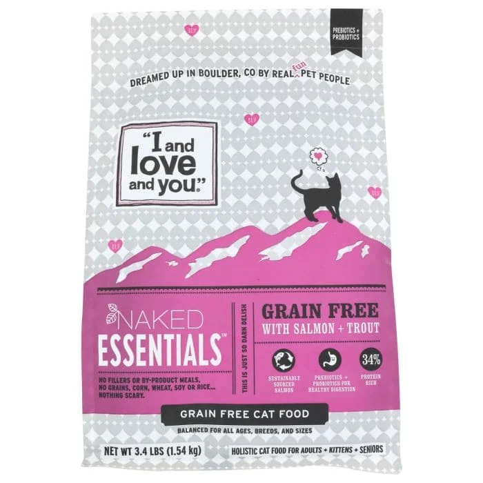 I and LOVE and YOU: Naked Essentials Kibble Salmon and Trout Cat Food, 3.4 lb