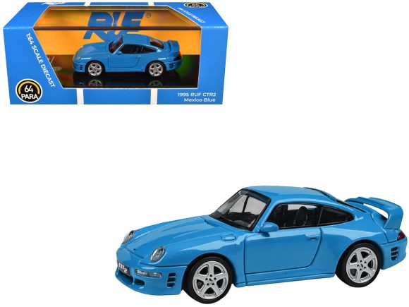 1995 RUF CTR2 Mexico Blue 1/64 Diecast Model Car by Paragon Models - Image 4