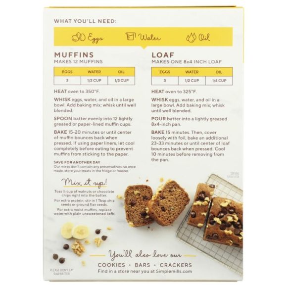 SIMPLE MILLS: Banana Muffin and Bread Mix, 9 oz - Image 2