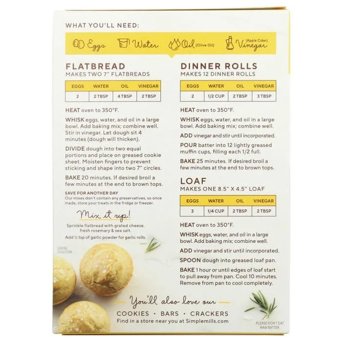 SIMPLE MILLS: Gluten Free Artisan Bread Almond Flour Mix, 9.5 oz - Image 3