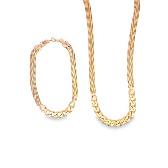 Thick Half Cuban Half Snake Chain Necklace / Bracelet (F102B)(I536) - Image 3