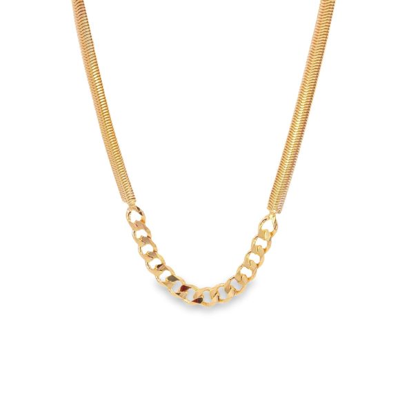 Thick Half Cuban Half Snake Chain Necklace / Bracelet (F102B)(I536)