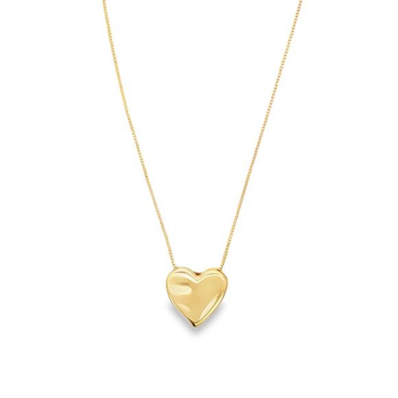 Crumbled Heart Charm Box Chain Necklace (F209)