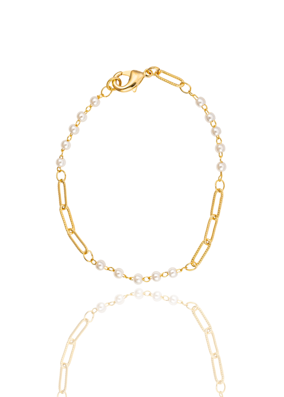 Textured Paperclip and Pearl Charm Necklace (H262/I135A) - Image 2