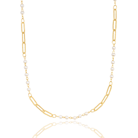 Textured Paperclip and Pearl Charm Necklace (H262/I135A)