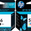 HP 56 Black and 57 Tricolor Ink Cartridges- Combo Pack
