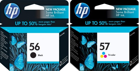 HP 56 Black and 57 Tricolor Ink Cartridges- Combo Pack