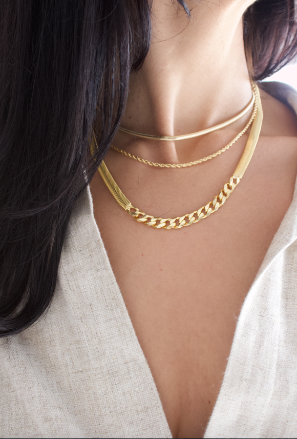 Thick Half Cuban Half Snake Chain Necklace / Bracelet (F102B)(I536) - Image 2