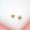 18K Gold Star Stud Earrings with CZ