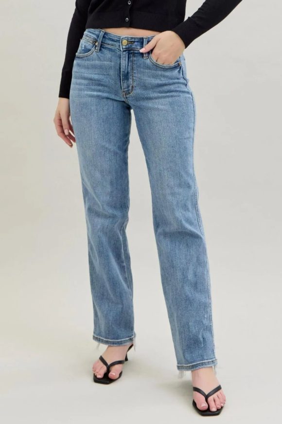 Judy Blue Dad Jeans – Frayed Hem + Phone Pocket - Image 12