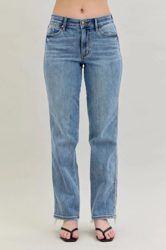 Judy Blue Dad Jeans – Frayed Hem + Phone Pocket - Image 2