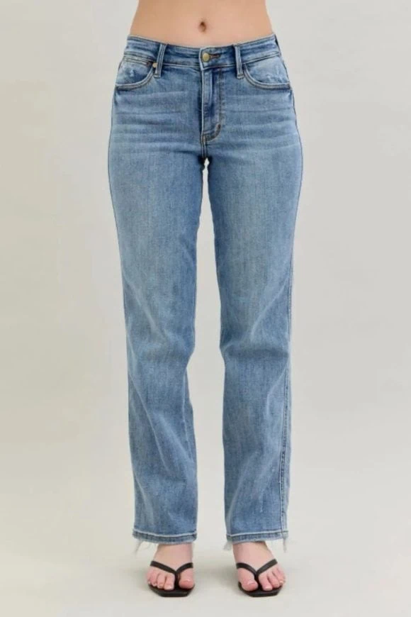 Judy Blue Dad Jeans – Frayed Hem + Phone Pocket - Image 2