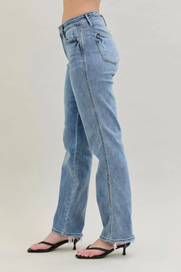 Judy Blue Dad Jeans – Frayed Hem + Phone Pocket - Image 3