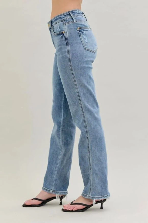 Judy Blue Dad Jeans – Frayed Hem + Phone Pocket - Image 3
