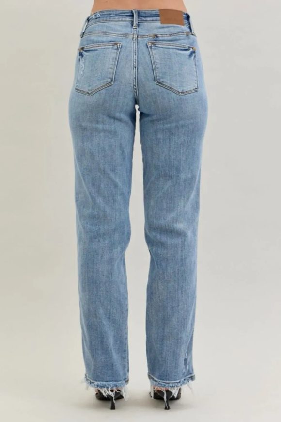 Judy Blue Dad Jeans – Frayed Hem + Phone Pocket - Image 4