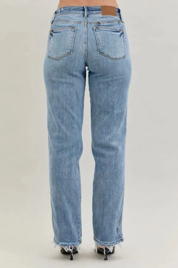 Judy Blue Dad Jeans – Frayed Hem + Phone Pocket - Image 4