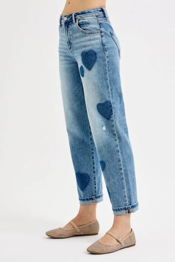 RISEN Mid-Rise Boyfriend Jeans – Heart Shade  Plus - Image 4