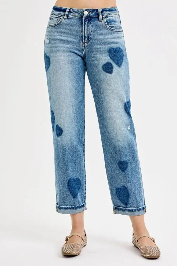 RISEN Mid-Rise Boyfriend Jeans – Heart Shade  Plus - Image 2