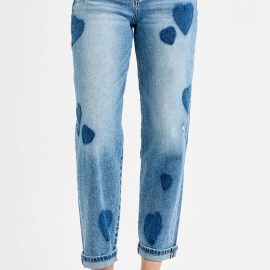 RISEN Mid-Rise Boyfriend Jeans – Heart Shade  Plus